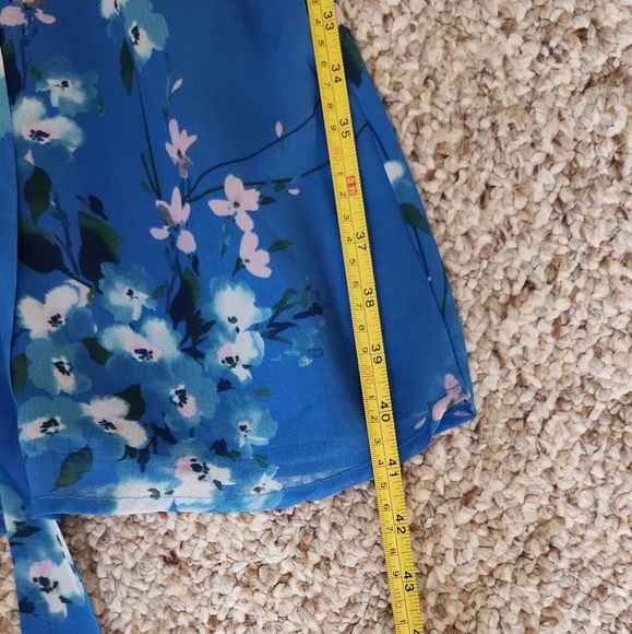 Nine Britton NWT Blue Flowered Spaghetti Strap Dress Size L - Picture 9 of 11